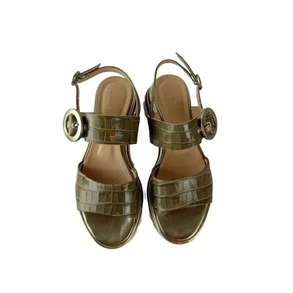 Luca Grossi Womens Sandals Green Leather Alligator Slingback Buckle 40 - Picture 5 of 11